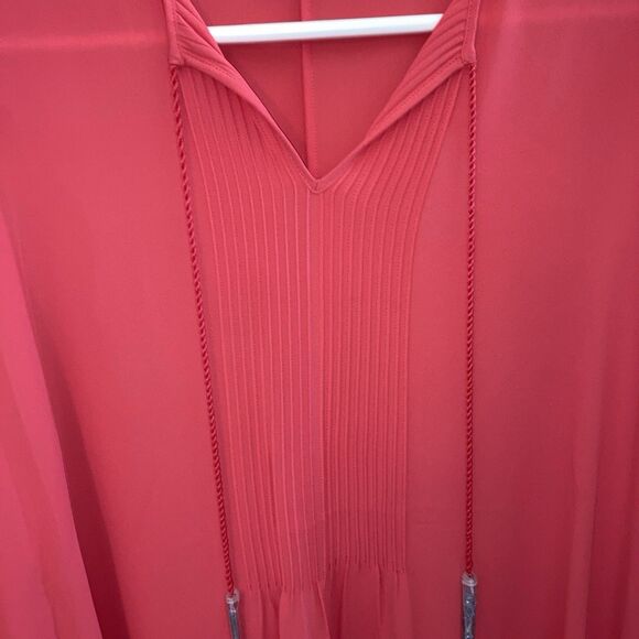 Nic + Zoe Watermelon Pink Boho Tunic Top Tassel Ties NWT Sz S But Can Fit Larger - Picture 2 of 11